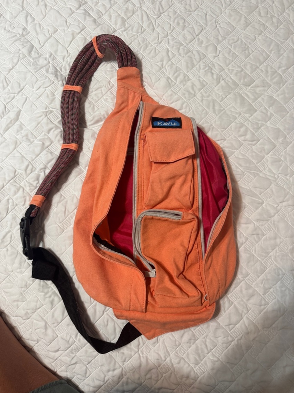 Kavu Orange Crossbody Sling Bag with Pink Lining